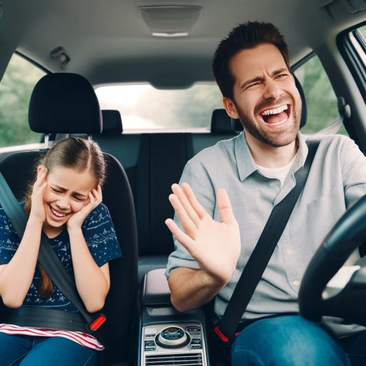 Father and Daughter laughing in car